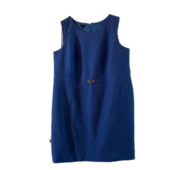 TALBOTS Woman Royal blue dress with faux belt gold accent at waist. size… - Picture 1 of 6